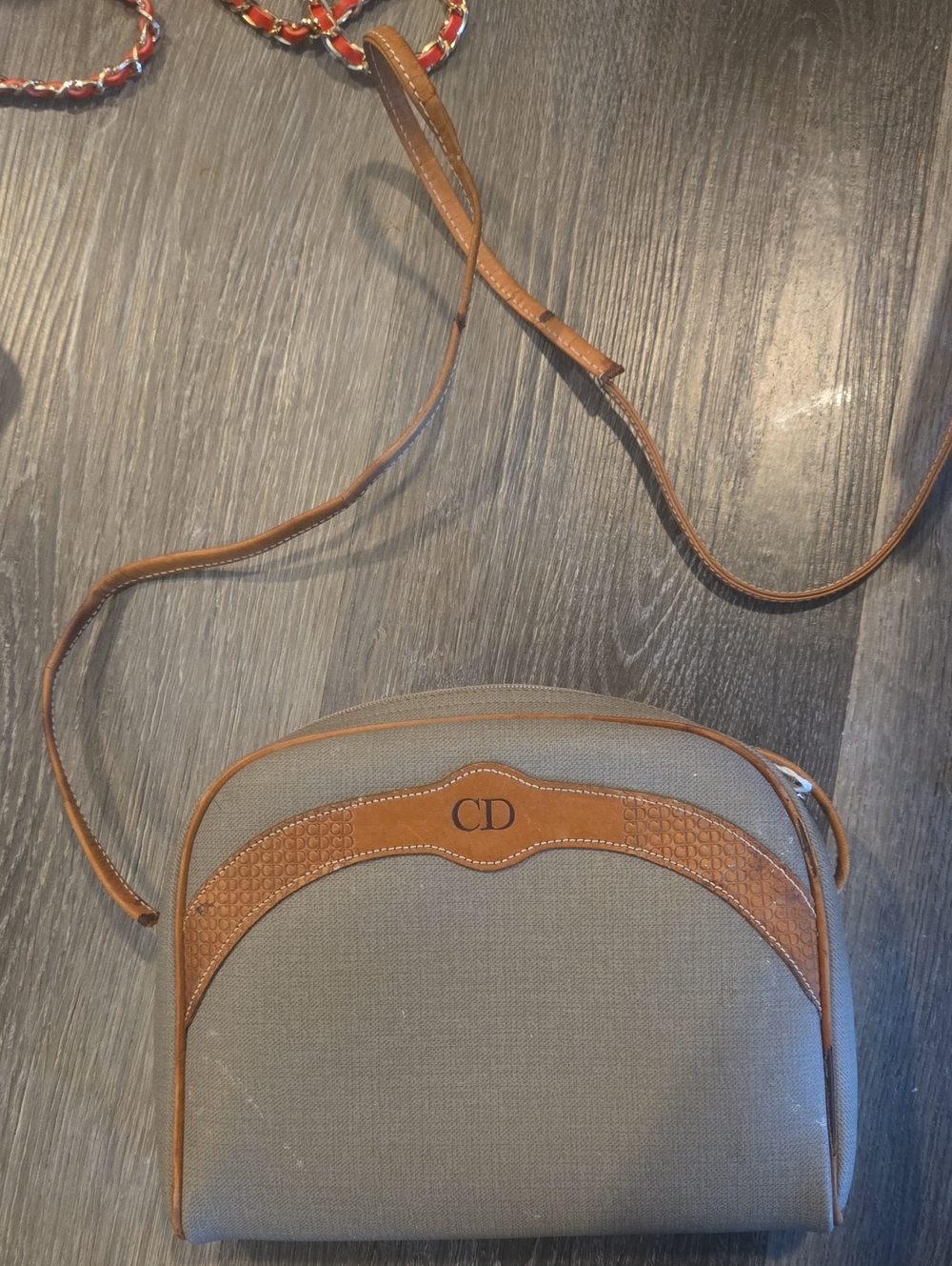 Christian Dior Tan & Taupe Canvas Crossbody Bag VINTAGE 80S